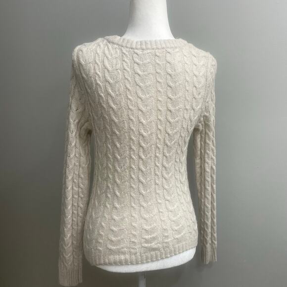 American Eagle Outfitters Cable Knit Sweater Sz Small Cozy Preppy Cream Pullover - Picture 2 of 7